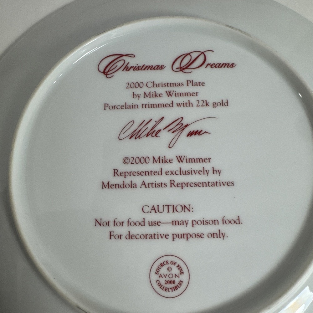 Christmas Plate "Christmas Dreams" 2000 ~ By Mike Wimmer, Avon - Picture 4 of 8